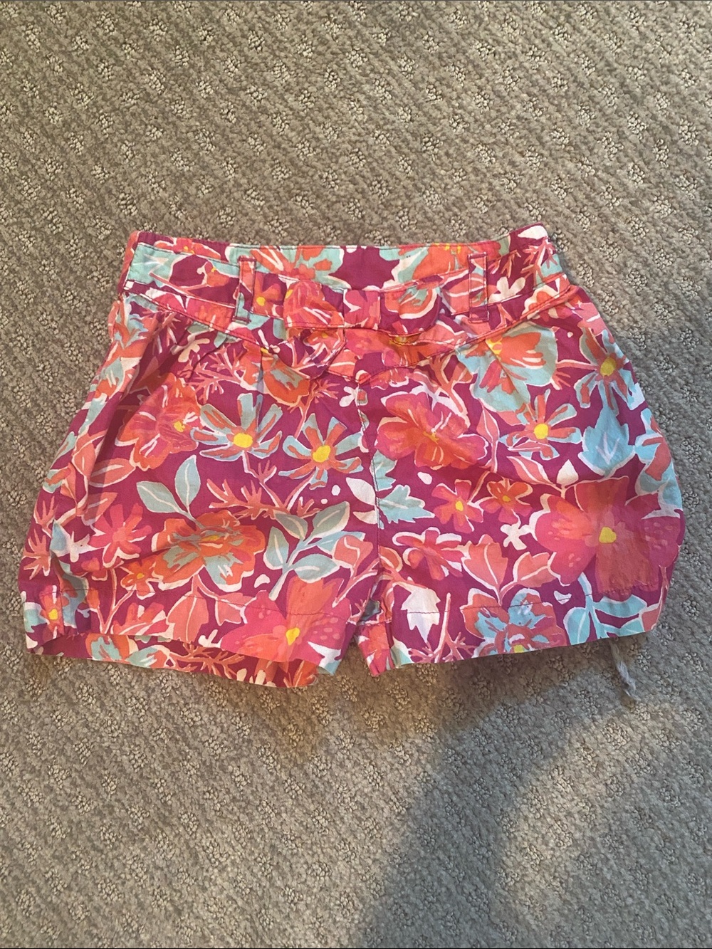 Hatley Pink Floral Girls' Shorts with Aqua and Orange Accents